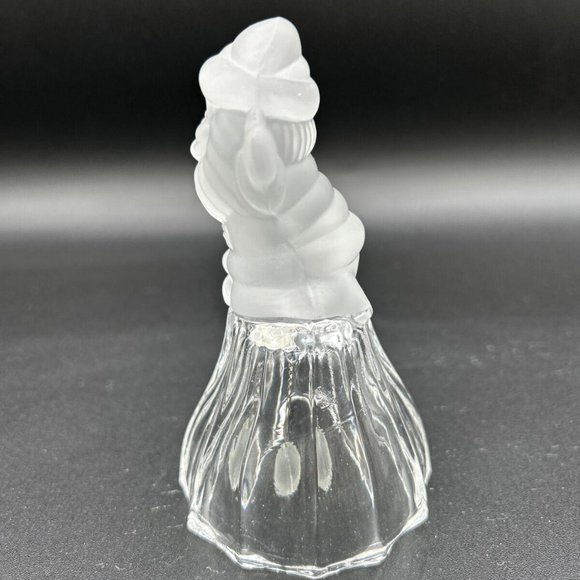 Vintage Crystal Clear Holiday Christmas Bell- Santa Claus Frosted 4 5/8” - Picture 4 of 5